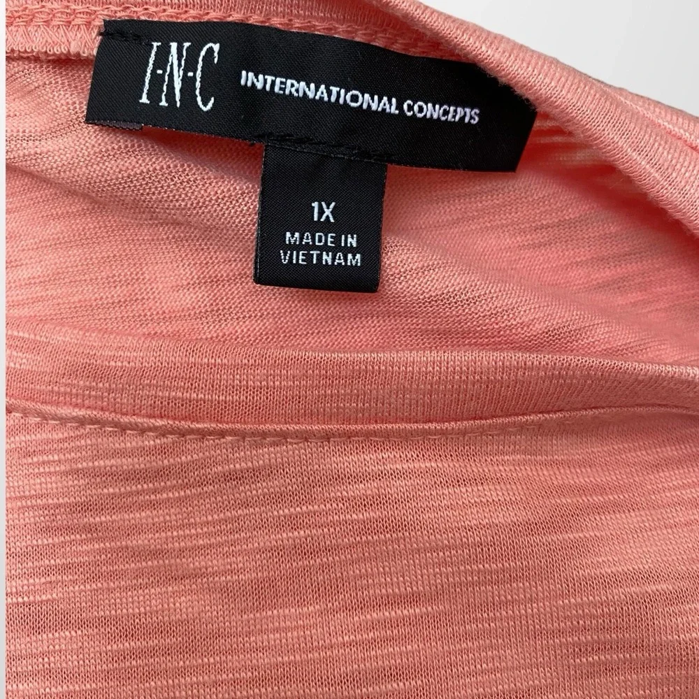 INC International Concepts 1X‎ Top Shirt Short Sleeve Stretch Casual Peach